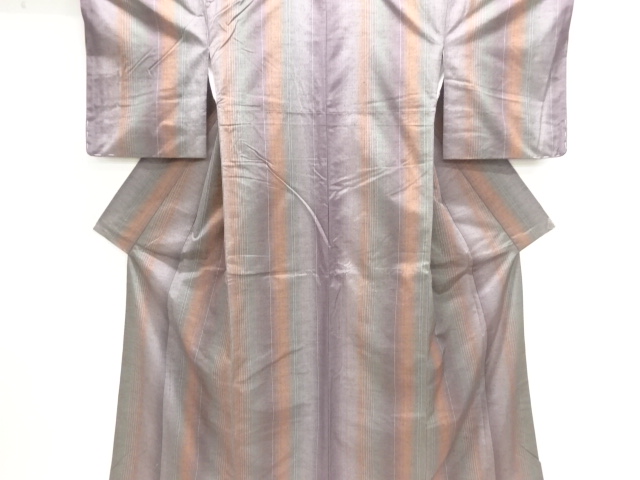 JAPANESE KIMONO / STRIPED PATTERN WOVEN TSUMUGI KIMONO